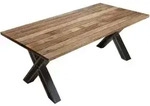 Livetastic Esstisch, Natur, Schwarz, Holz, Metall, Mangoholz, rechteckig,...