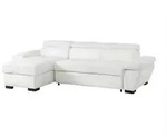 Vente-Unique Schlafsofa, Wei&szlig;, Leder, Uni, 4-Sitzer, 256x83x154 cm, Wohnzimmer,