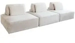 Kawola Modulsofa, Creme, Kunststoff, Echtholz, 3-Sitzer, F&uuml;llung: Schaumstoff,