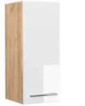 Vicco H&auml;ngeschrank, Wei&szlig; Hochglanz, Honigeiche, Holzwerkstoff, 3 F&auml;cher,