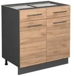 Vicco K&uuml;chenunterschrank, Honigeiche, Anthrazit, Holzwerkstoff, 3 F&auml;cher, 2