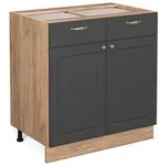 Vicco K&uuml;chenunterschrank, Anthrazit, Honigeiche, Holzwerkstoff, 1 F&auml;cher, 2