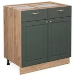 Vicco K&uuml;chenunterschrank, Gr&uuml;n, Honigeiche, Holzwerkstoff, 1 F&auml;cher, 2...