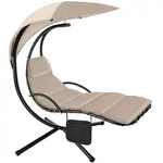 tectake H&auml;ngeliege, Beige, Textil, Baum/Pflanze/Natur, 132x197x195 cm, Gartenm&ouml;bel,