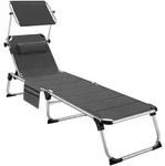 tectake Sonnenliege, Dunkelgrau, Kunststoff, 60.5x115x200 cm, Gartenm&ouml;bel,
