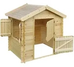 Timbela Kinderspielhaus, Beige, Holz, 146x143x112 cm, Outdoor Spielzeug,...