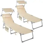 tectake Sonnenliege, Beige, Kunststoff, 68x111x161 cm, Gartenm&ouml;bel, Gartenliegen