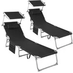tectake Sonnenliege, Schwarz, Kunststoff, 68x111x161 cm, Gartenm&ouml;bel, Gartenliegen