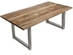 Livetastic Esstisch, Natur, Silber, Holz, Metall, Mangoholz, rechteckig, Kufe,