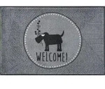 wash+dry FU&szlig;MATTE Herr Just-Welcome !, Grau, Textil, Tier, rechteckig, 50x75 cm,