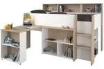 Parisot Meuble Hochbett, Eiche, Wei&szlig;, Holz, 1-Sitzer, 90x200 cm, Kinder- &