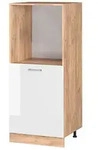 Vicco Herdumbauschrank, Wei&szlig; Hochglanz, Honigeiche, Holzwerkstoff, 2 F&auml;cher,