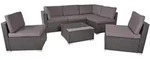 Gardenson Loungegarnitur, Grau, Schwarz, Silber, Metall, Kunststoff, Glas, Textil,