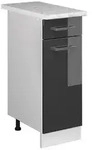 Vicco K&uuml;chenunterschrank, Schwarz Hochglanz, Wei&szlig;, Holzwerkstoff, 1 F&auml;cher, 1