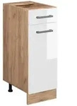 Vicco K&uuml;chenunterschrank, Wei&szlig; Hochglanz, Honigeiche, Holzwerkstoff, 1...