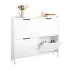 SoBuy Schuhkipper, Wei&szlig;, Holzwerkstoff, Metall, 100x91x19 cm, Garderobe,
