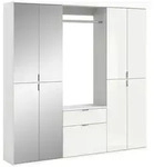 Mid.you Garderobe, Wei&szlig; Hochglanz, Glas, Holzwerkstoff, 3-teilig, 1 Schublade(n)