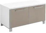 Garderobenbank Santina, Wei&szlig;, Taupe, Glas, 1-Sitzer, 84x45x40 cm, Goldenes M, Made