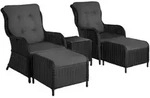 tectake Rattan-Sitzgruppe, Schwarz, Grau, Kunststoff, Organisch, Gartenm&ouml;bel,