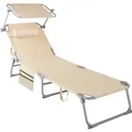 tectake Sonnenliege, Beige, Kunststoff, 68x111x161 cm, Gartenm&ouml;bel, Gartenliegen