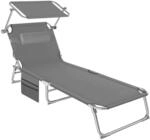 tectake Sonnenliege, Grau, Kunststoff, 68x111x161 cm, Gartenm&ouml;bel, Gartenliegen