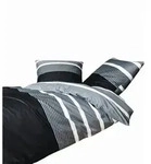 Janine Bettw&auml;sche J.d., Schwarz, Silber, Textil, Streifen, 240x220 cm, Textiles
