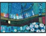 wash+dry FU&szlig;MATTE Stadt in Blau, Mehrfarbig, Kunststoff, Graphik, 75x120 cm,