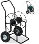 Relaxdays Schlauchwagen, Schwarz, Metall, Kunststoff, 66x94x52 cm, Gartenzubeh&ouml;r,