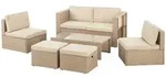 Juskys Loungegarnitur, Beige, Kunststoff, 6, Loungem&ouml;bel, Gartenlounge-Sets