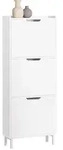 SoBuy Schuhschrank, Wei&szlig;, Holzwerkstoff, Metall, 50x129x19 cm, Garderobe,