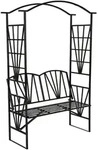 tectake Rosenbogen, Schwarz, Metall, Formgebogen, 42x210x114 cm, Gartenzubeh&ouml;r,