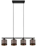 Pendelleuchte Davos, Gold, Taupe, Grau, Textil, Metall, 12x150x75 cm, Lampen &