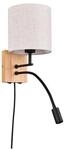 Trio Leuchten Wandleuchte Nilam, Braun, Wei&szlig;, Holz, Textil, warmwei&szlig;, 30 cm, Lampen