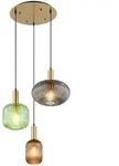 meineWunschleuchte Led-Pendelleuchte, Grau, Hellbraun, Hellgr&uuml;n, Messing, Glas,