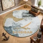 Sansibar Sylt Flachwebteppich, Gold, Textil, Kunstzeichnung, Rund, 160x160 cm,