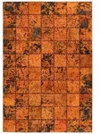 Novel Flachwebeteppich, Orange, Leder, Echtleder, Rindleder, Animalprint, rechteckig,