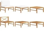 vidaXL Garten-Lounge-Set, Creme, Holz, Rechteckig, Loungem&ouml;bel, Gartenlounge-Sets