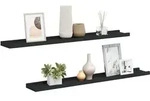 vidaXL Wandregalset, Schwarz, Holzwerkstoff, Strukturbuche, Rechteckig, 80x3x9 cm,