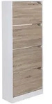 Mid.you Schuhkipper, Wei&szlig;, Sonoma Eiche, Holzwerkstoff, 4 F&auml;cher, 60x150x24 cm,