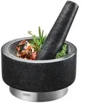 Gefu M&ouml;rserset, Schwarz, Edelstahl, Metall, Stein, 8 cm, ergonomisch geformter