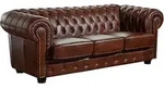 Max Winzer Chesterfield-Sofa, Braun, Holzwerkstoff, Echtleder, Rindleder, 3-Sitzer,
