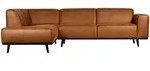 Livetastic Ecksofa Statement, Cognac, Holz, Kombination Echtleder/Lederlook, Birke,
