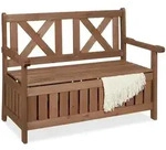 Relaxdays Gartenbank, Dunkelbraun, Holz, 115x85x60 cm, Gartenm&ouml;bel,...