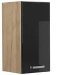 Vicco H&auml;ngeschrank, Schwarz Hochglanz, Honigeiche, Holzwerkstoff, 1 F&auml;cher,
