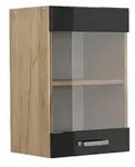 Vicco K&uuml;chenglasschrank, Schwarz Hochglanz, Eiche, Holzwerkstoff, 1 F&auml;cher,