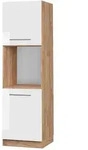 Vicco Herdumbauschrank, Wei&szlig; Hochglanz, Honigeiche, Holzwerkstoff, 2 F&auml;cher,