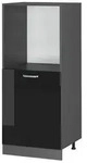 Vicco Herdumbauschrank, Schwarz Hochglanz, Anthrazit, Holzwerkstoff, 2 F&auml;cher,