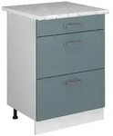 Vicco K&uuml;chenunterschrank, Blaugrau, Wei&szlig;, Holzwerkstoff, 3 F&auml;cher, 3...