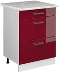 Vicco K&uuml;chenunterschrank, Rot, Wei&szlig;, Holzwerkstoff, 3 F&auml;cher, 3 Schubladen,