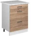 Vicco K&uuml;chenunterschrank, Sonoma Eiche, Wei&szlig;, Holzwerkstoff, 3 F&auml;cher, 3
